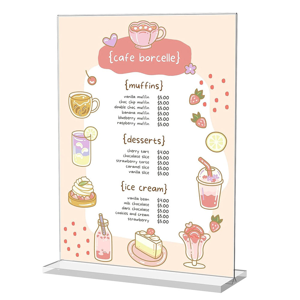 3 Pcs Acrylic Sign Holder Clear Menu Stand Vertical Flyer Display for Restaurants