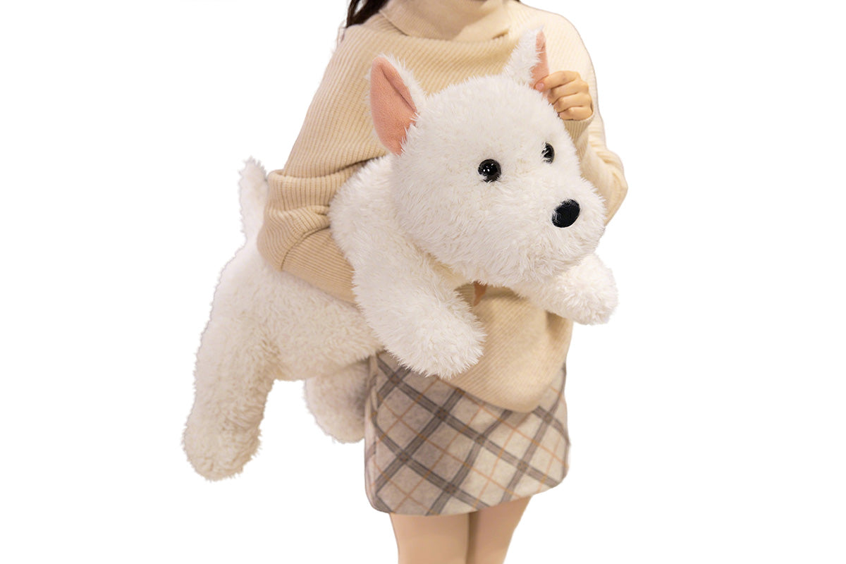Stress Relief Realistic West Highland White Terrier Plush Toy Soft Cuddly Lying Stuffed Dog Animal