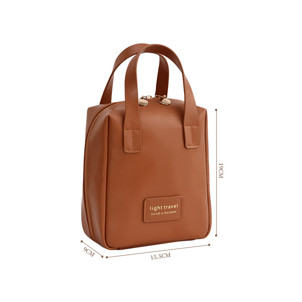 PU Leather Travel Cosmetic Bag with Handle