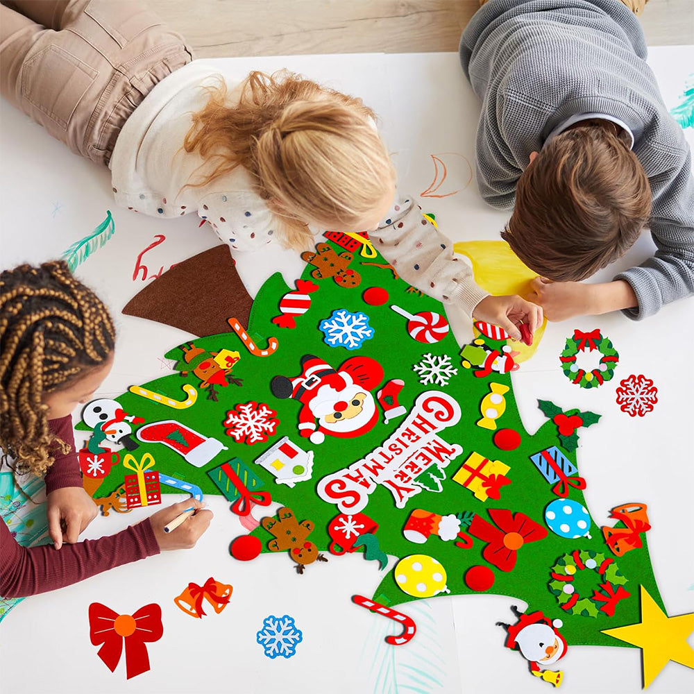 Felt Christmas Tree Set DIY Felt 41 Ornaments and LED String Lights