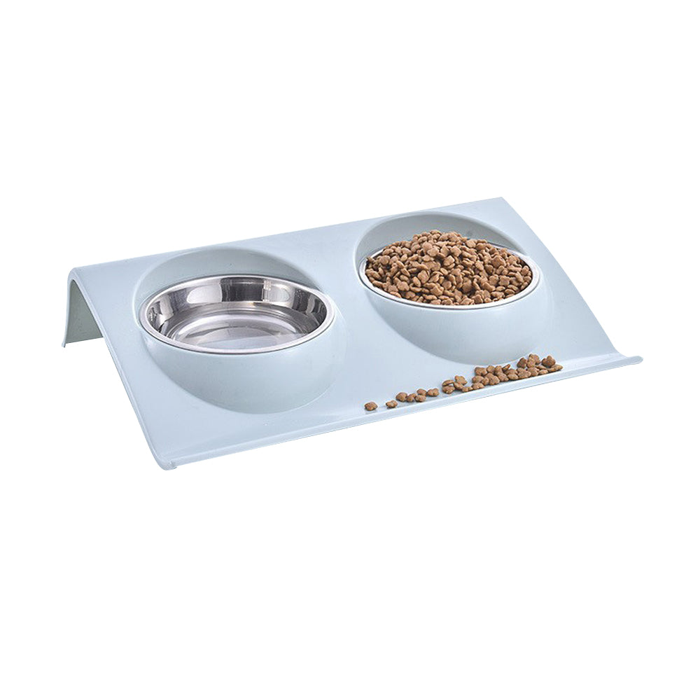 2Pcs Raised Dog Cat Bowls Double Pet Feeder