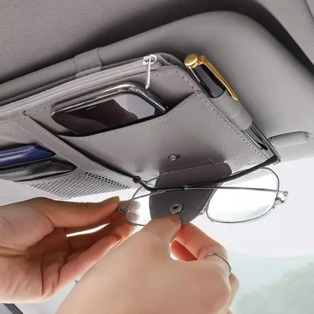 Car Sun Visor Organizer Driver License Sunglasses Holder Pocket