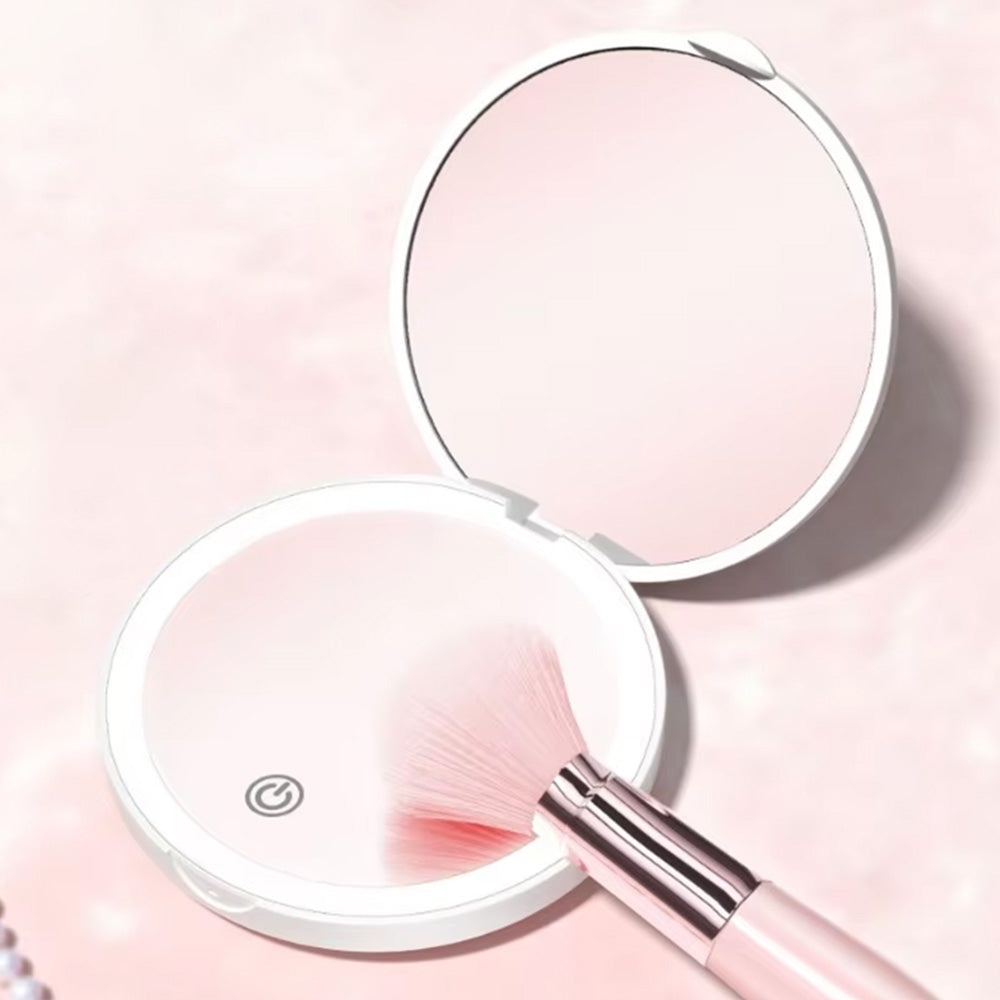 Mini Mirror With Lights Magnification LED Compact Mirror Travel Mirror For Pocket