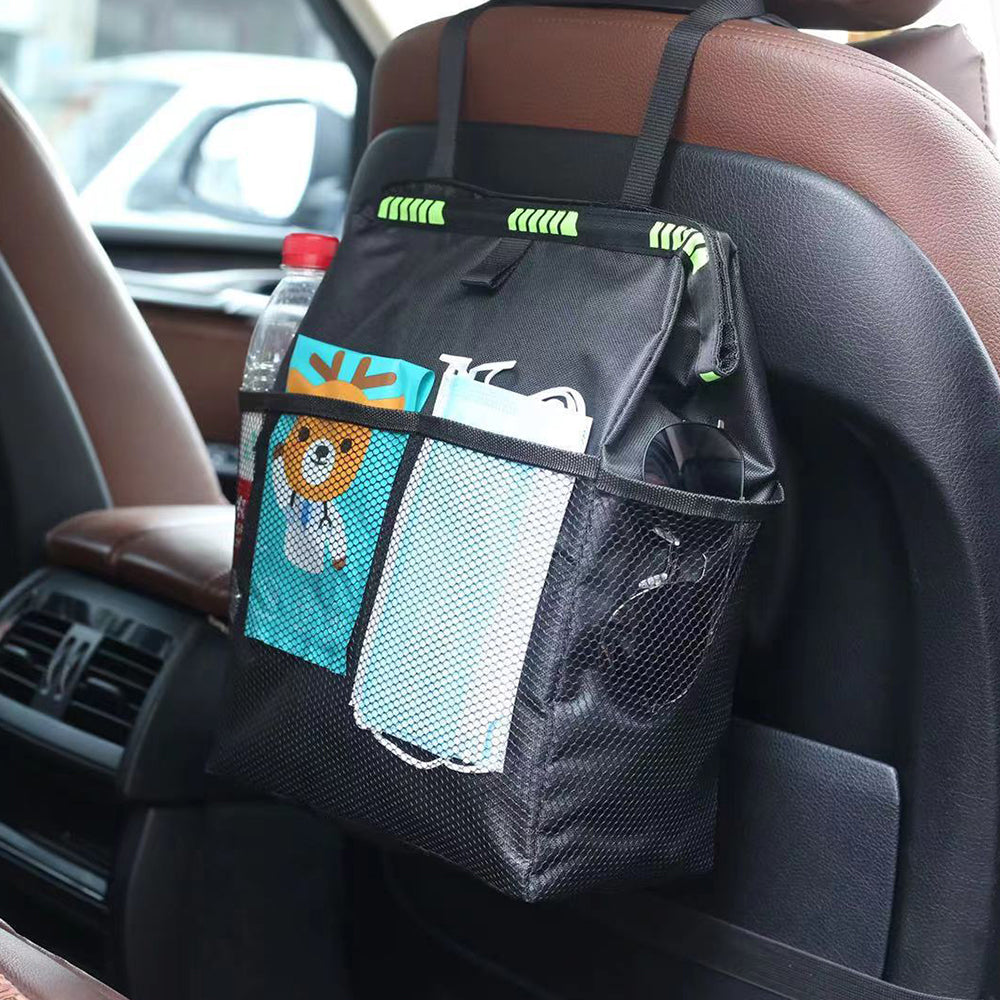 Water-Resistant Car Back Seat Trash Can Hanging Organizer Bag