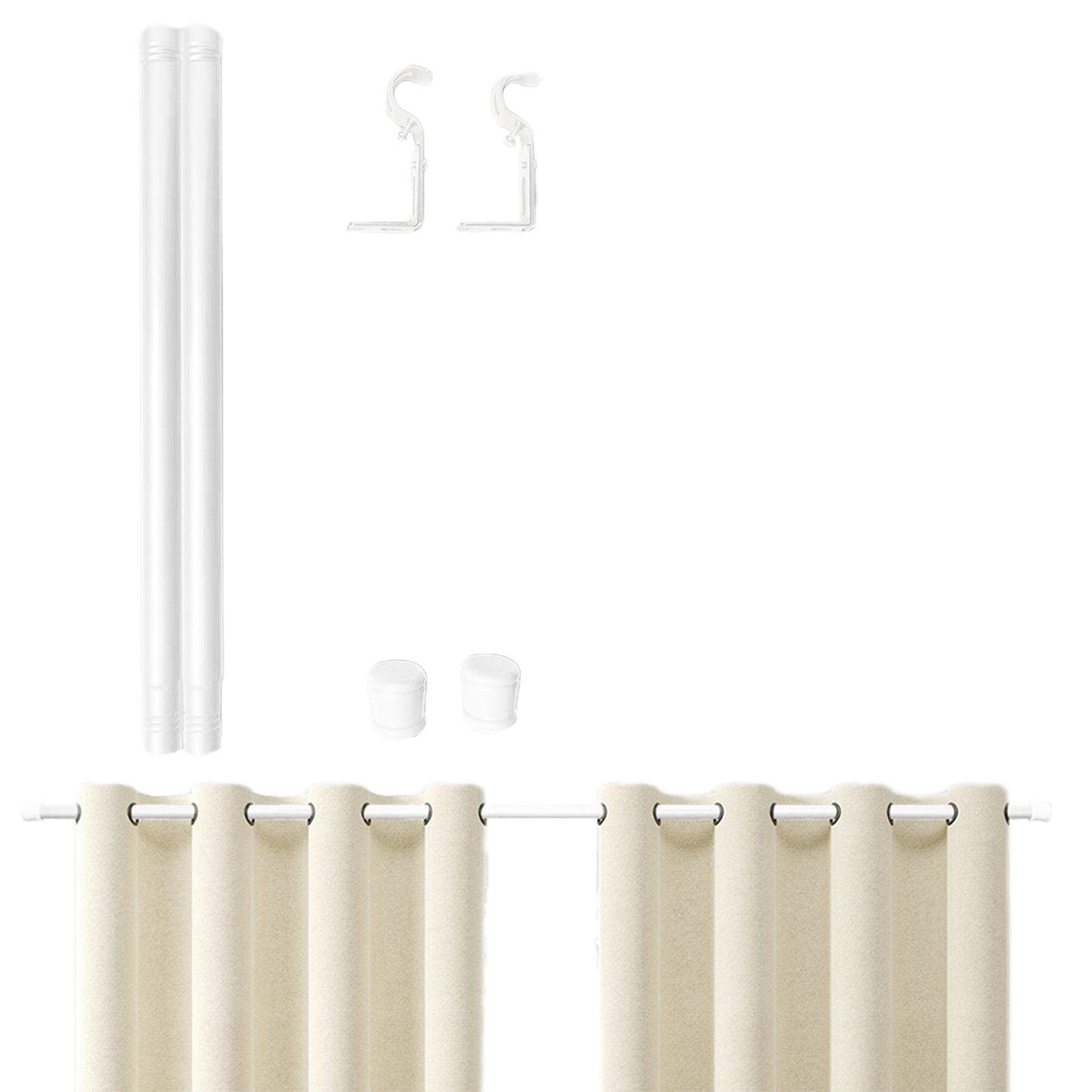Adjustable Window Curtain Rods Set with Brackets