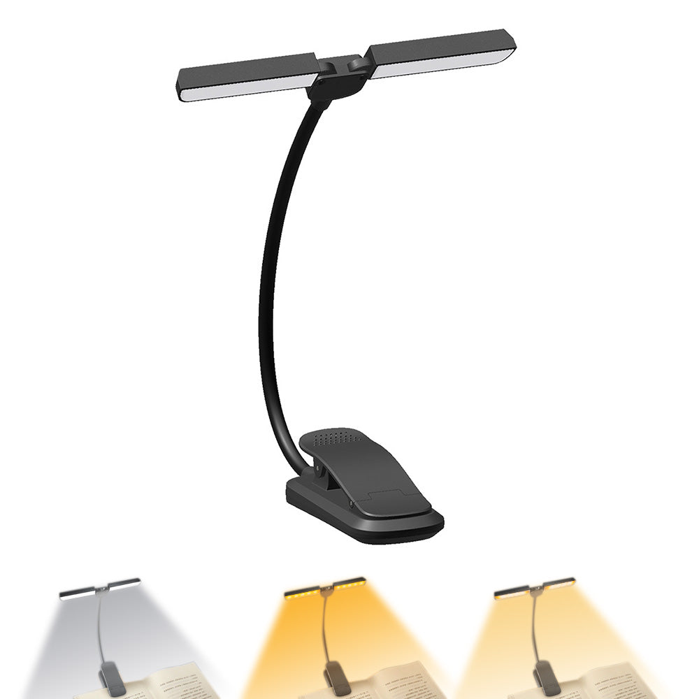 Dual Head Foldable LED Reading Clip Light with Adjustable Brightness