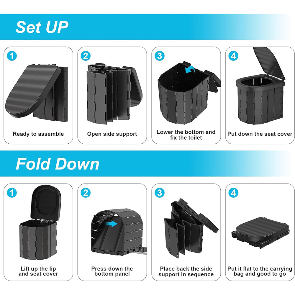 Portable Camping Folding Toilet for Adults with Lid