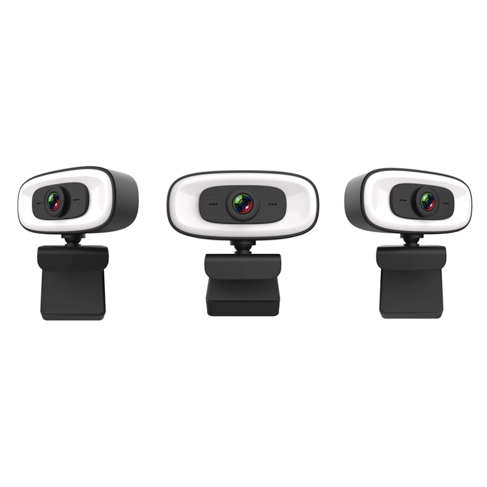 4K Webcam with Microphone Ring Light and Rotatable Tripod Computer Webcam