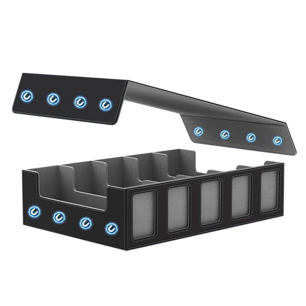 5 Row Trading Card Storage Box with Display Slot Removable Attachment Cover