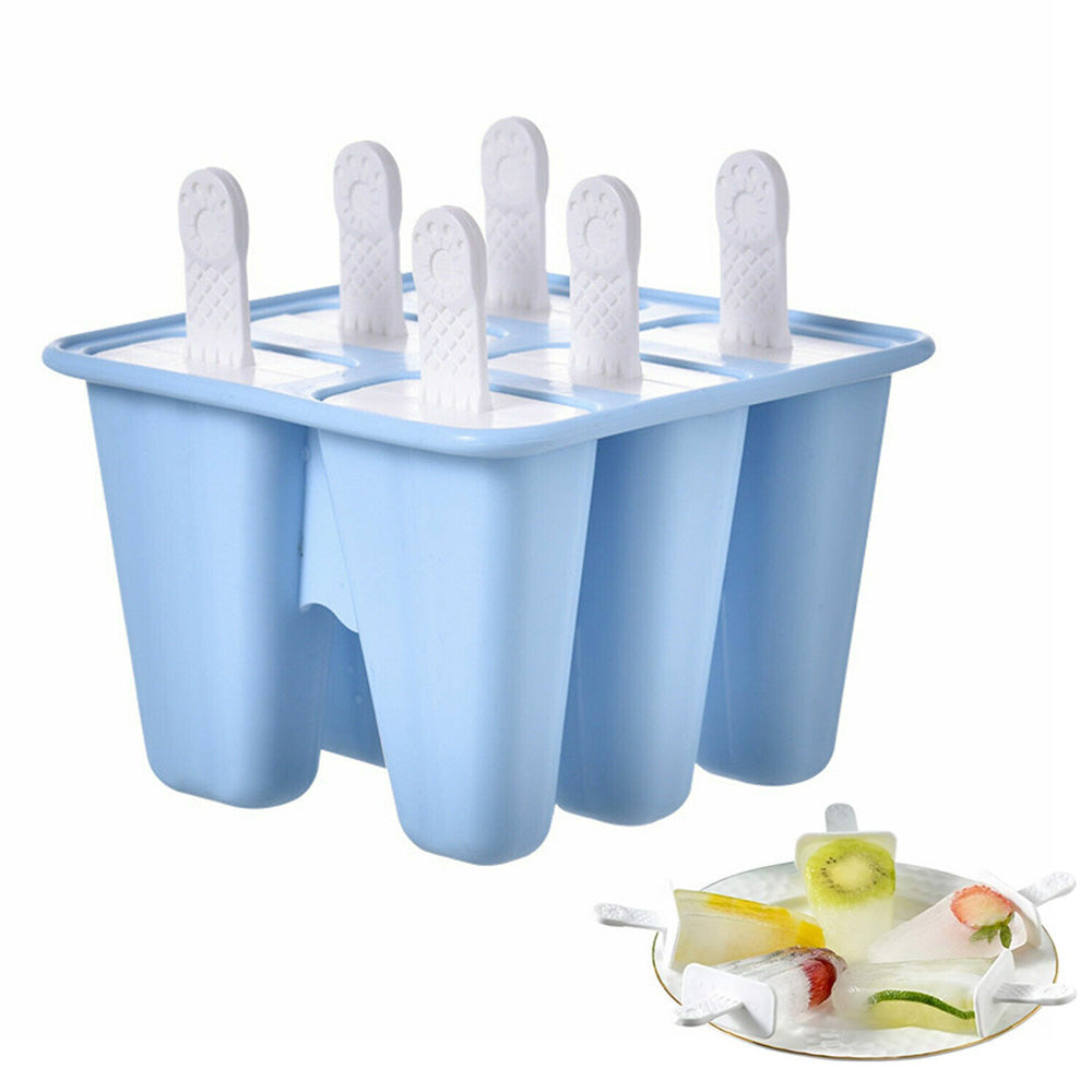 6 Cavity Ice Cream Mould Block Popsicle Molds Ice Lolly Mold With Sticks