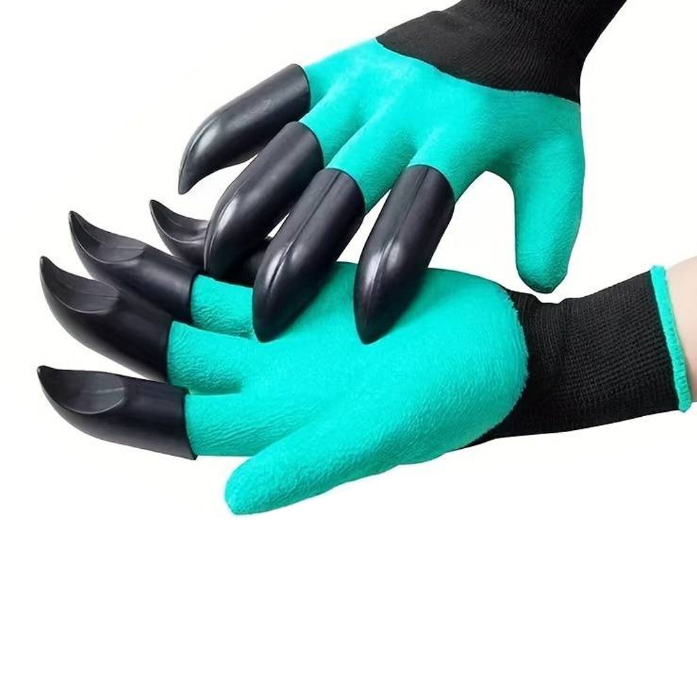 2 Pairs Waterproof Gardening Gloves with ABS Claws for Digging