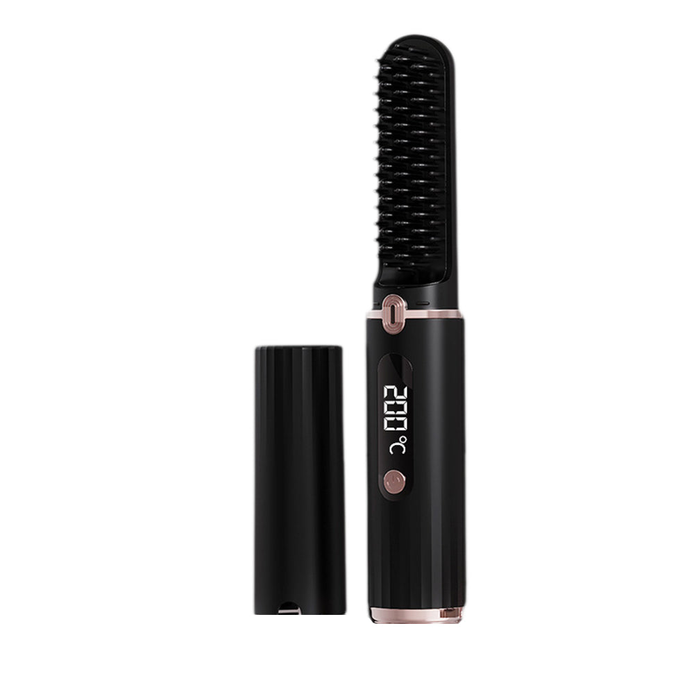 Portable Cordless Electric Hair Straightener Brush USB Rechargeable Heated Comb