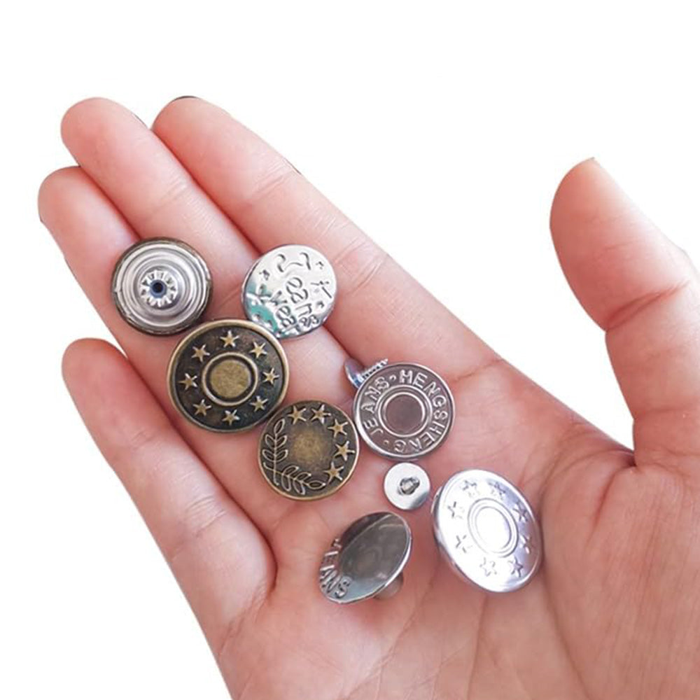 32 Pack Removable Screw Type No Sew Denim Jeans Buttons