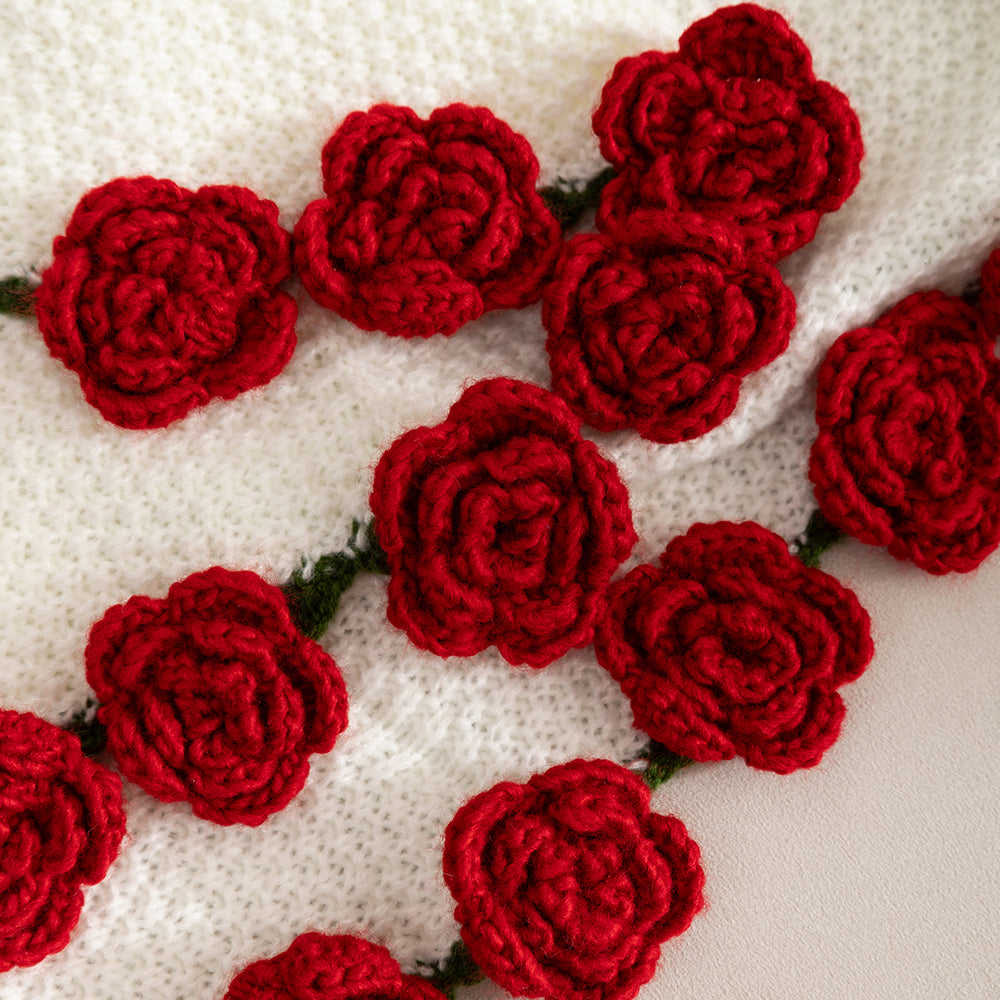 Crochet Rose Bouquet Throw Blanket Handmade-Style 2