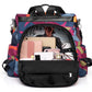 New Multifunctional Printed Anti-theft Backpack Oxford Travel Bag