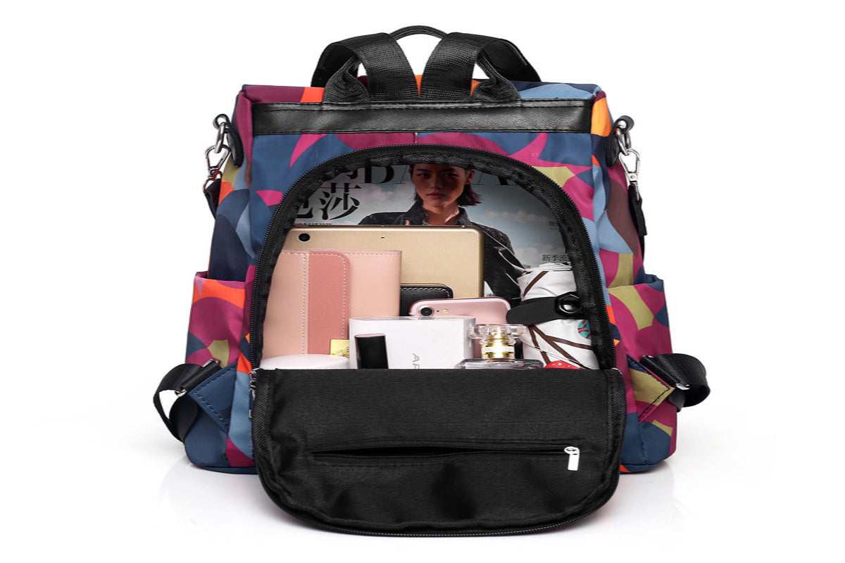 New Multifunctional Printed Anti-theft Backpack Oxford Travel Bag