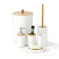 6 Pcs Bathroom Wash Set with Bamboo Lids and Plastic Body