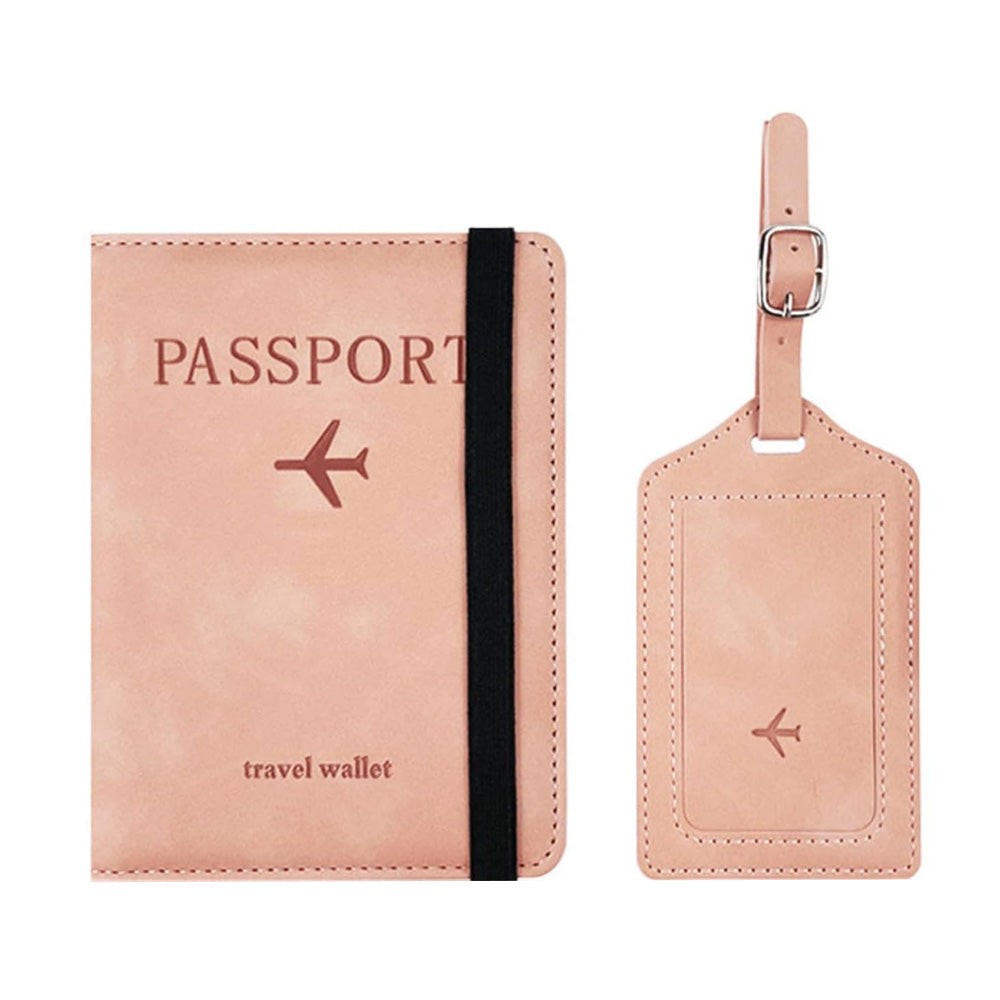 RFID Shield Passport Holder and Luggage Tag Set PU Leather Organizer