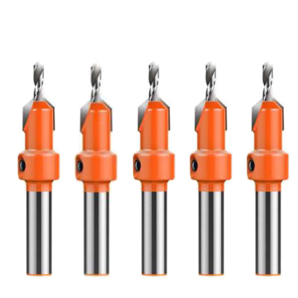5 Piece 2.8 to 4.0mm Carbide Countersink Drill Bit Set for Woodworking