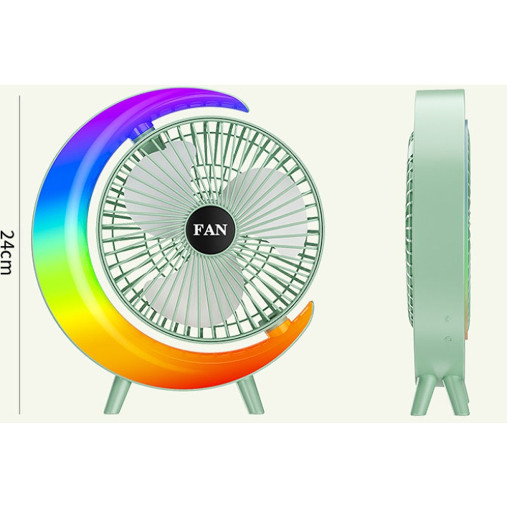 USB Desk Fan with 7Colorful Night Light  Air Circulator Fan