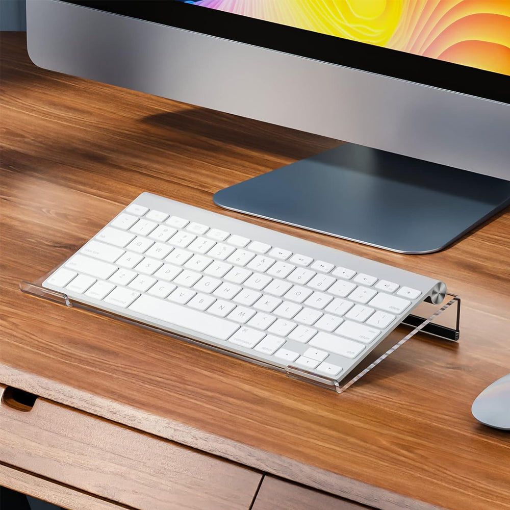 Clear Acrylic Tilted Computer Keyboard Holder for Easy Ergonomic Typing