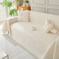 Chenille Sofa Slipcover Washable Couch Cover Sofa Dogs Furniture Protector with Tassels-Beige