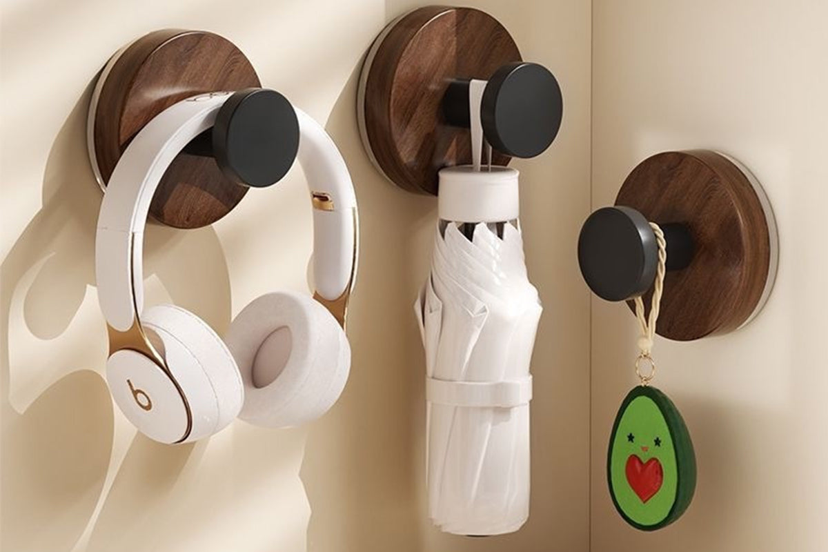8 Pack Walnut Pattern Suction Hooks for Christmas Wreaths and Storage