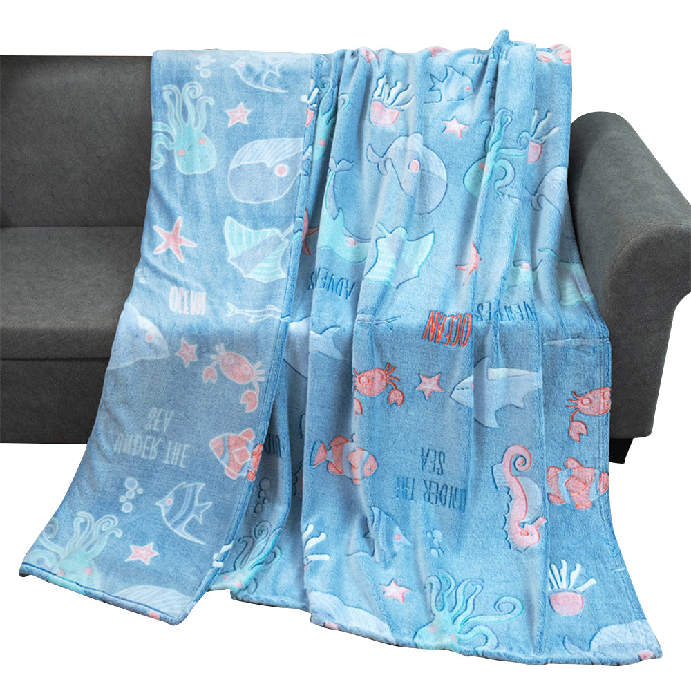 Glow in The Dark Throw Blanket Marine Life Luminous Blanket