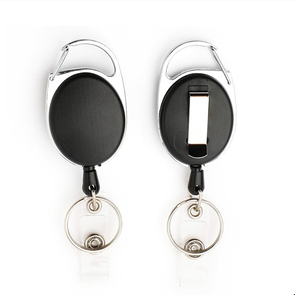 2Pcs Retractable Lanyard ID Card Holder Business Badges Security Pass Reel Key Chain
