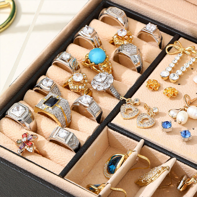 Mini Portable Double Layer Travel Jewelry Organizer Box