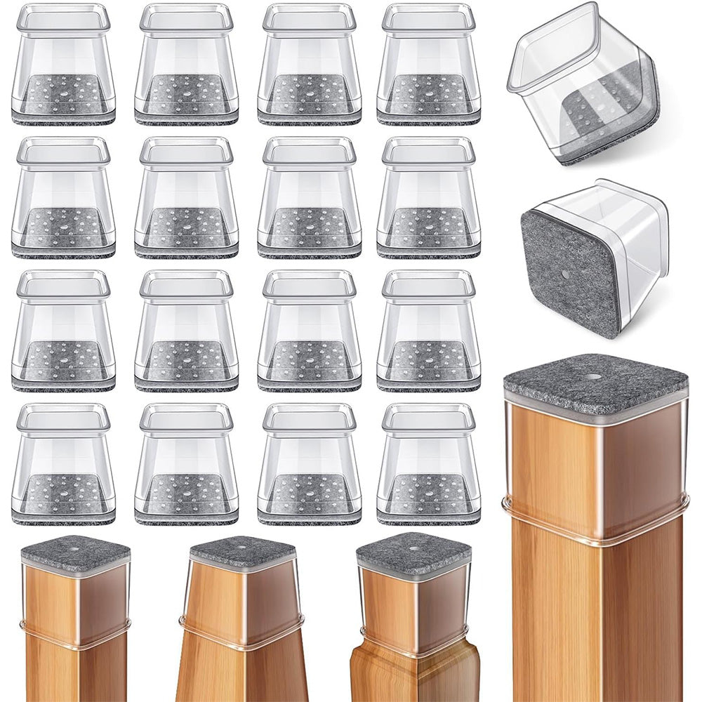 24Pcs TPE Felt Square Chair Leg Floor Protectors Pads Caps for Hardwood Floors