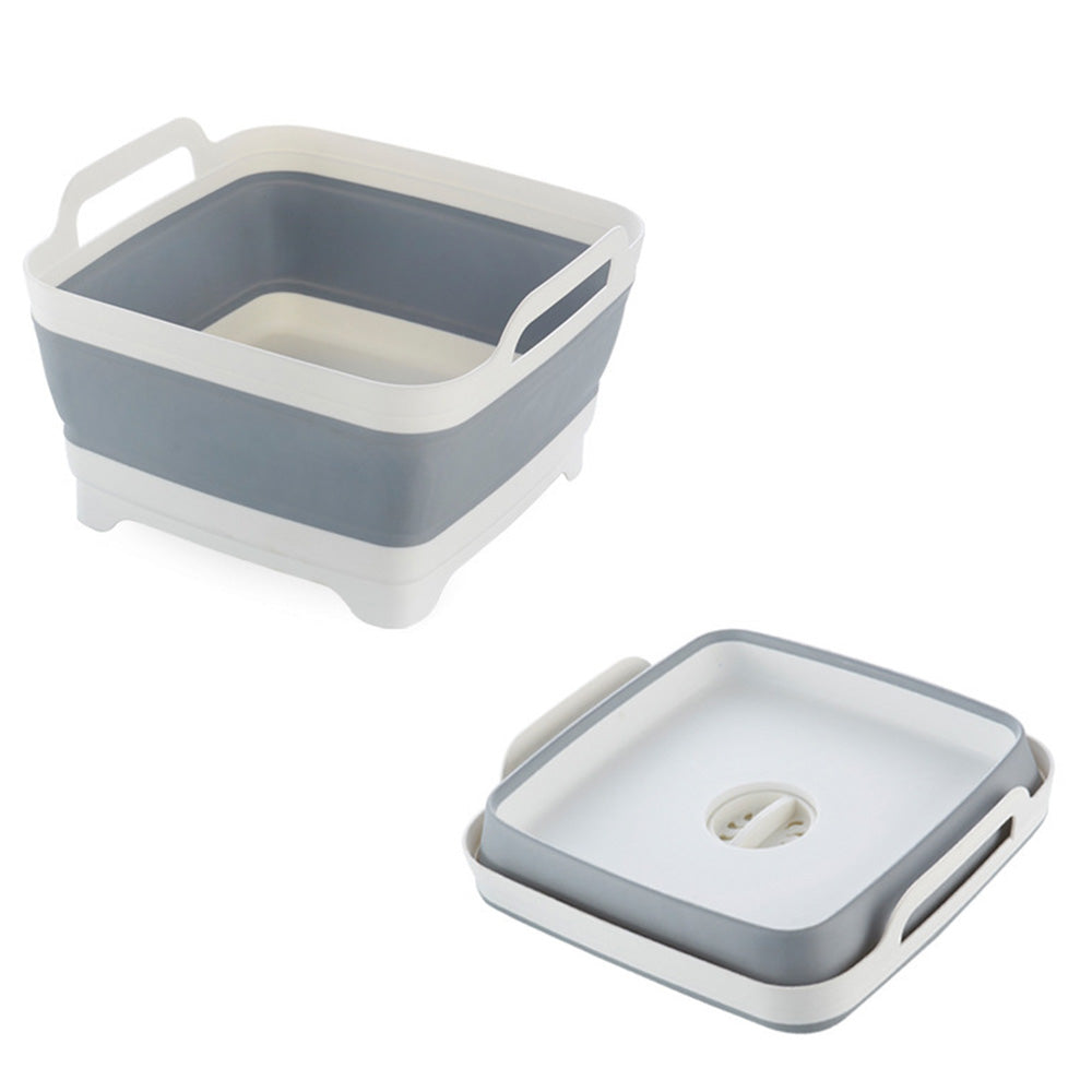 Collapsible Dish Basin with Drain Plug Portable RV Camping Sink