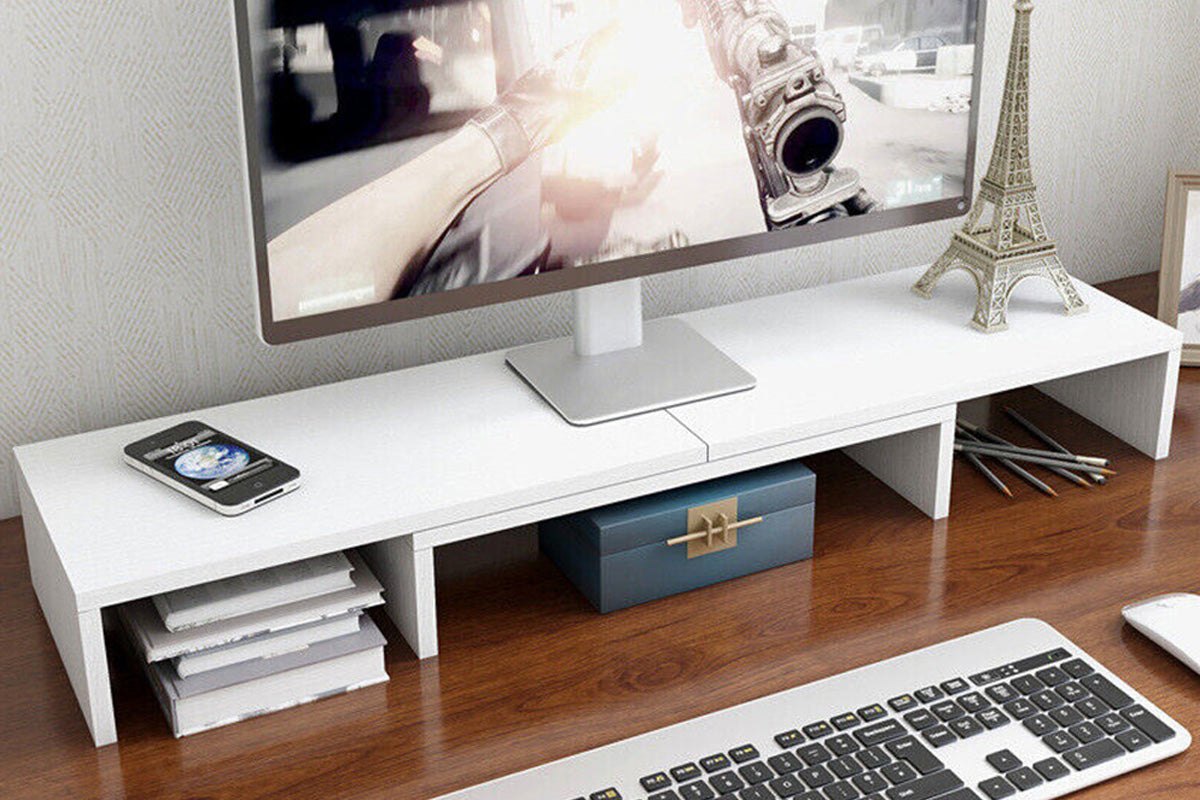Dual Monitor Stand Riser Adjustable Computer Monitor Stand for Books iMac Laptop