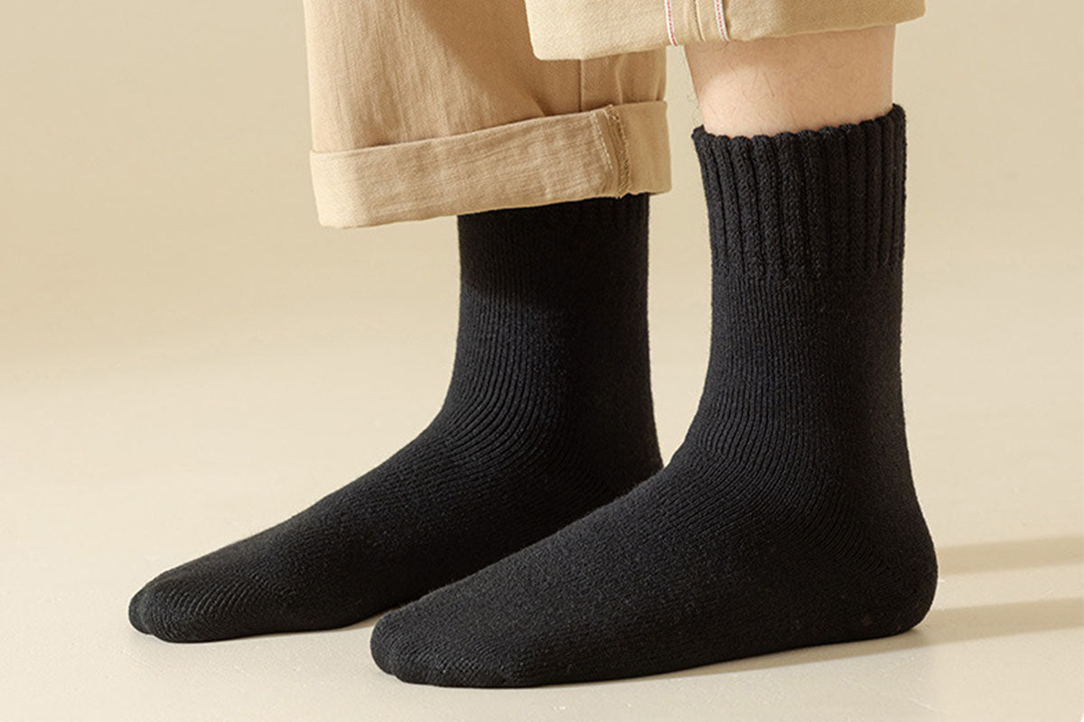 6-Pairs Men's Warm Fleece Lined Socks Winter Thermal Socks Cozy Warm Lined Socks