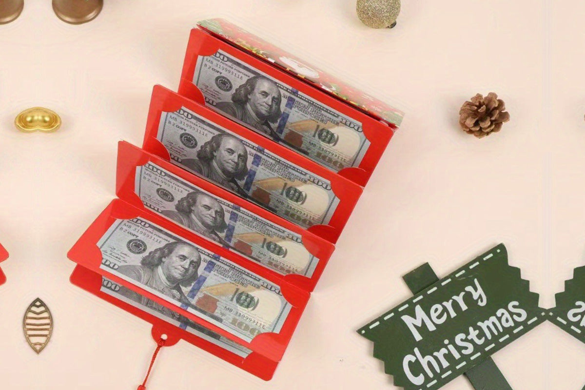 10-Slot Foldable Christmas Red Envelope with Foil Stamping
