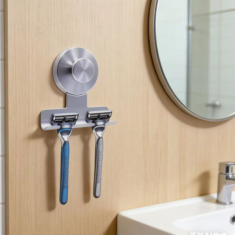 Stainless Steel Suction Cup Razor Holder Wall Mounted Bathroom Shaver Hook
