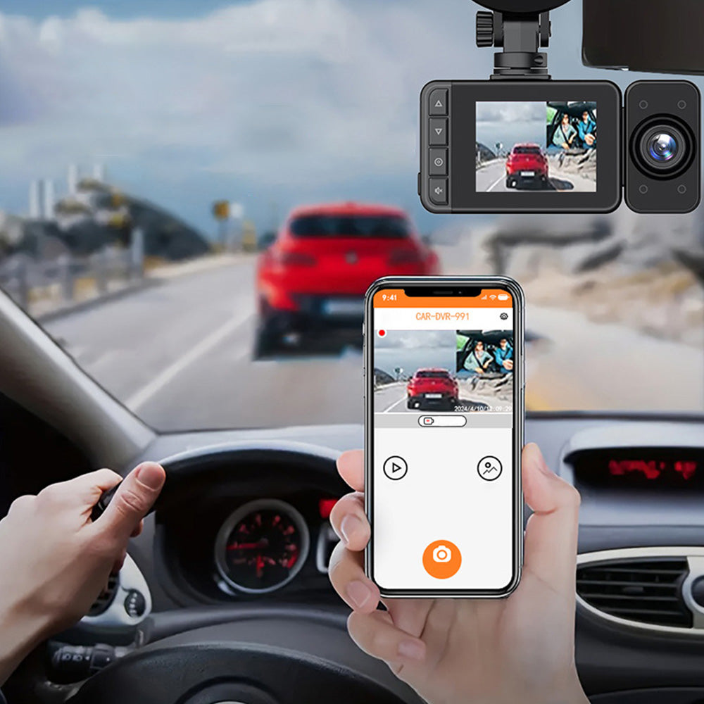 3 Channel Dash Cam Front And Rear With 32G Memory Card Built In WiFi