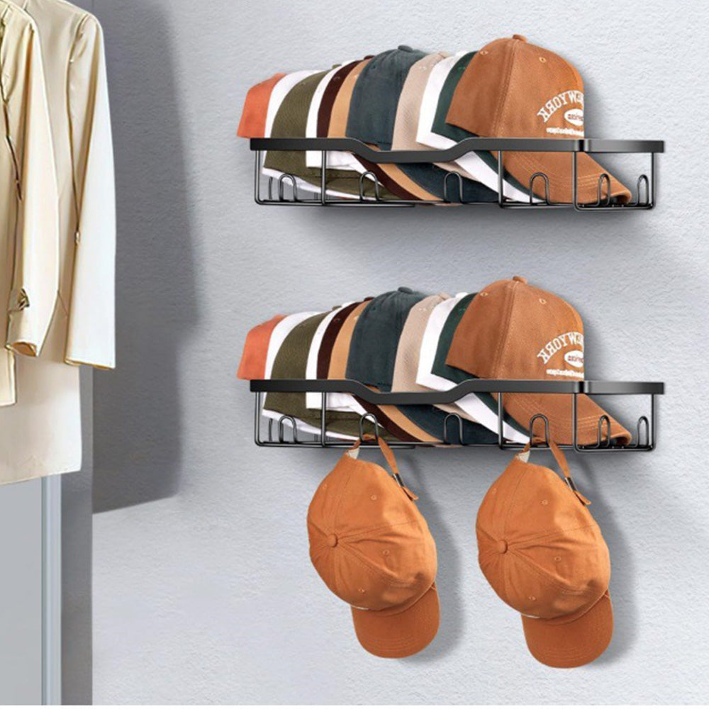 2Pcs Metal Hat Racks for Baseball Caps Wall Hat Organizer Wall Mounted Caps Holder