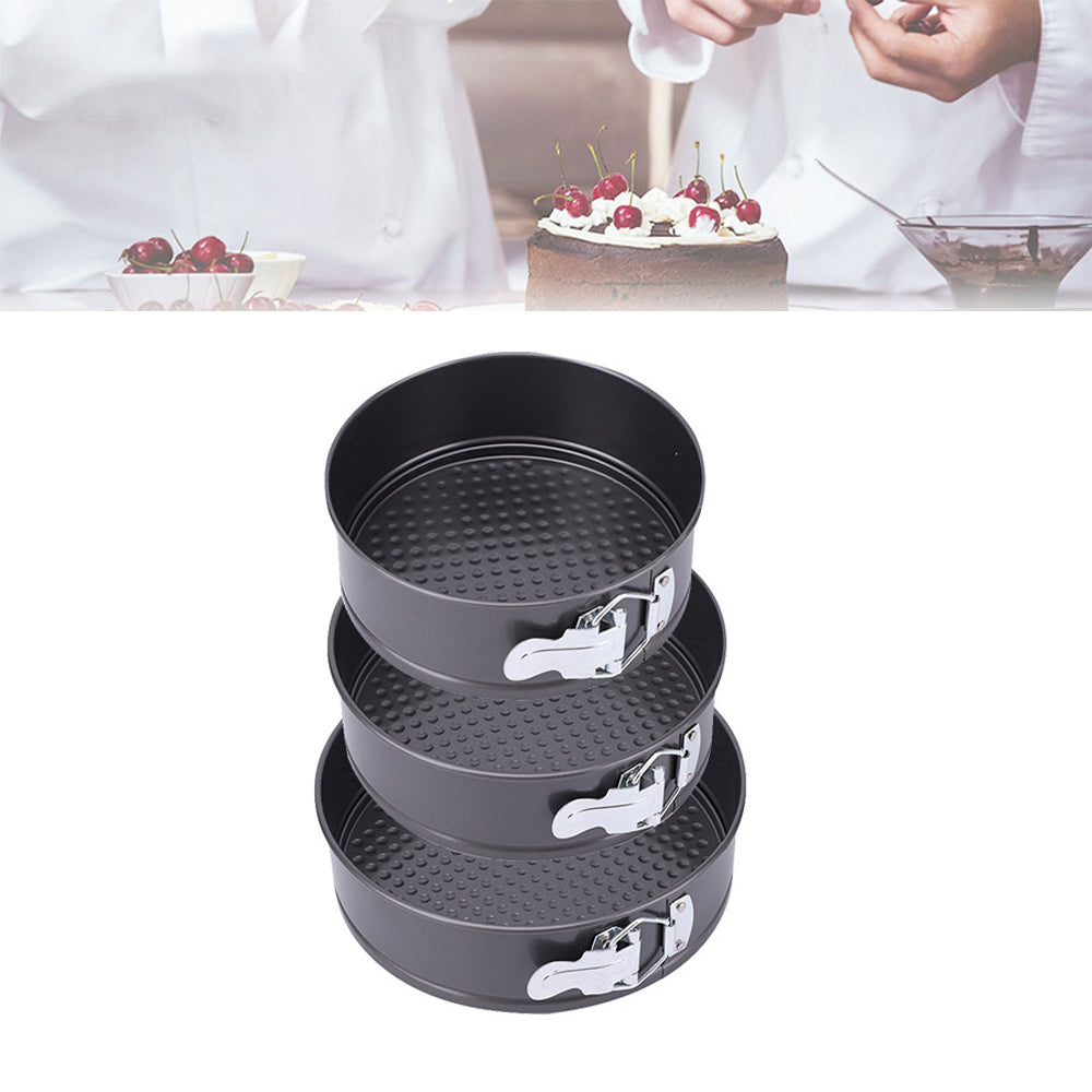 3Pcs Round Springform Cake Pan Set with Clasp