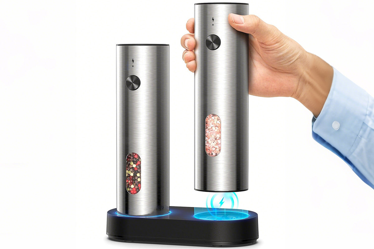 2Pcs Salt and Pepper Grinder Set Stainless Steel Salt and Pepper Shakers for Kitchen