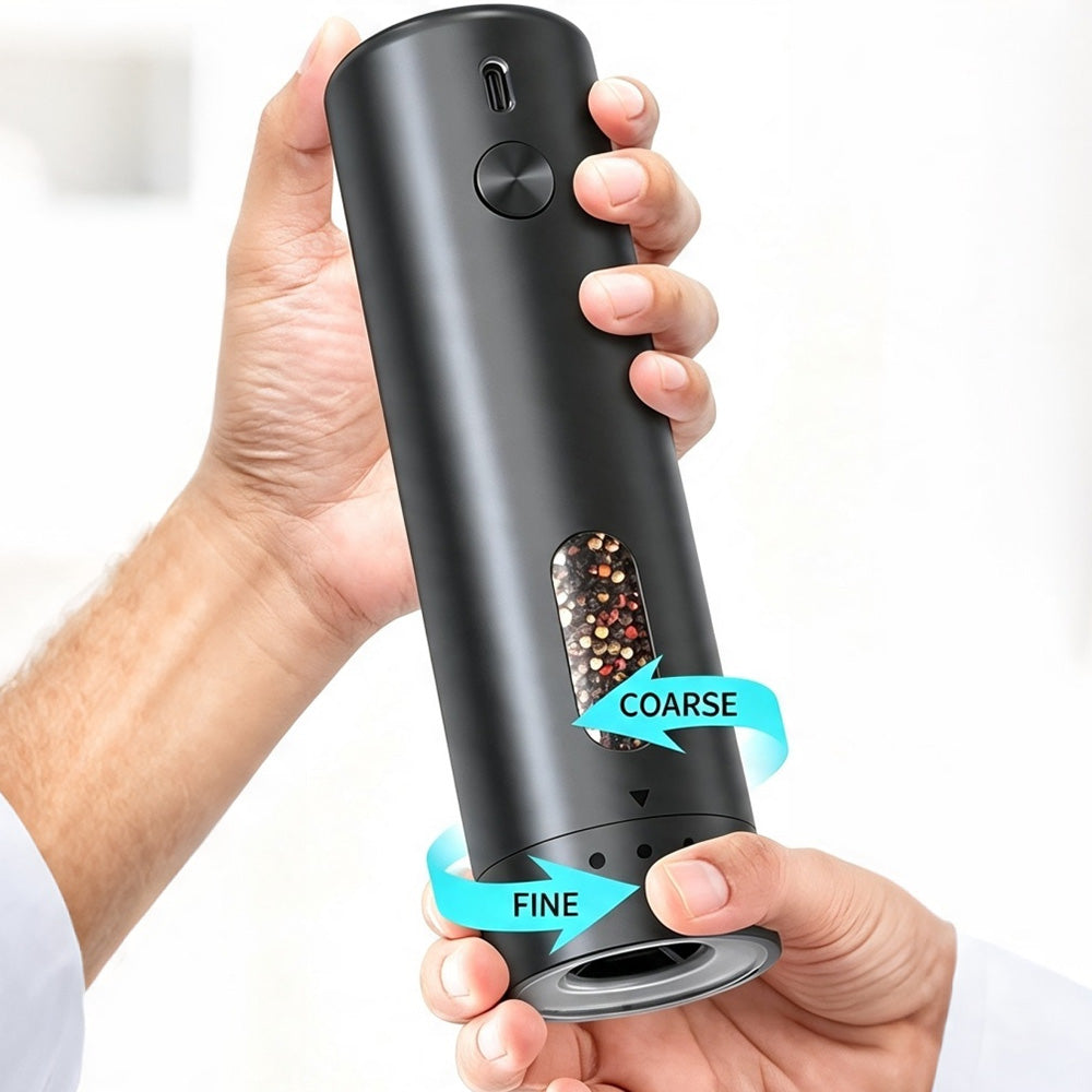 2 Pack Rechargeable Electric Salt Pepper Grinders with 5 Coarseness Levels