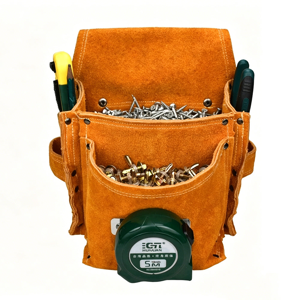 Leather Carpenter Nail Pouch Wear WaistBag Nail Holder Tool Belt Bag Hip Pouch
