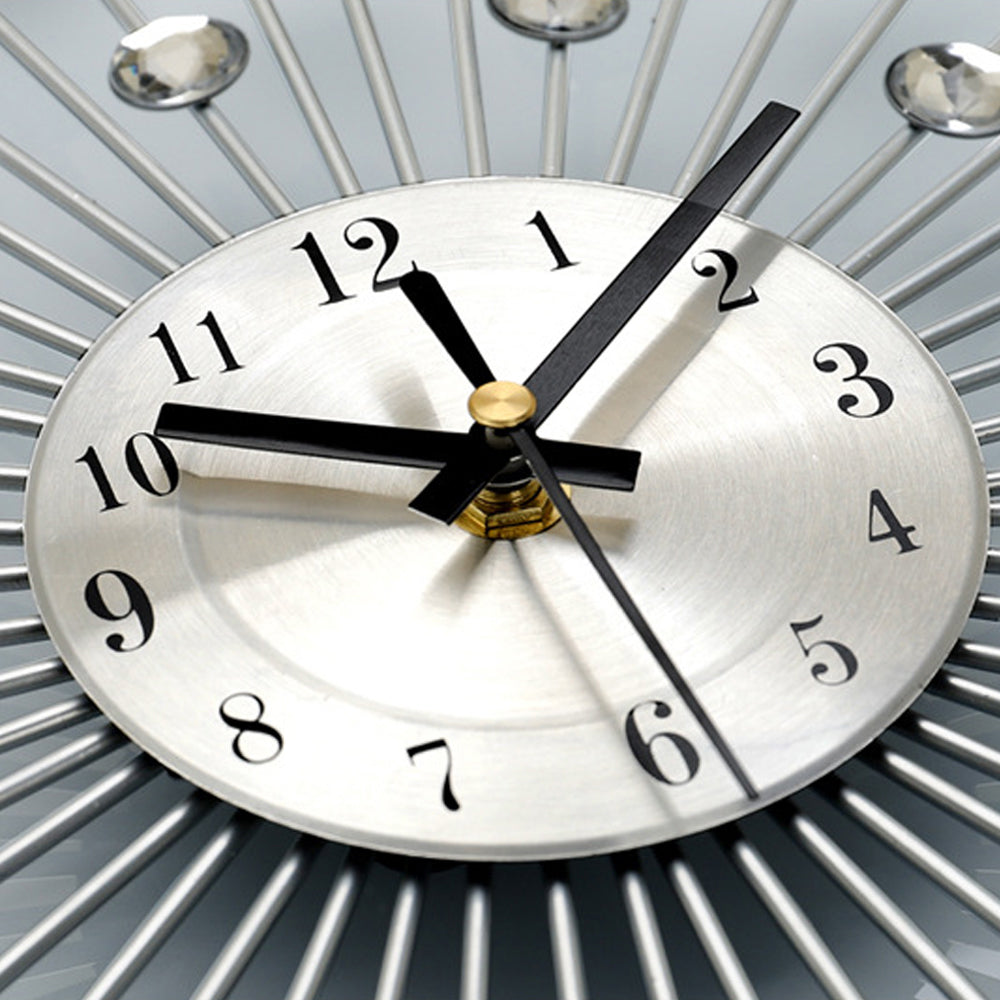 Luxury Wall Clock Metal Rhinestone-Studded Modern Silent Clock