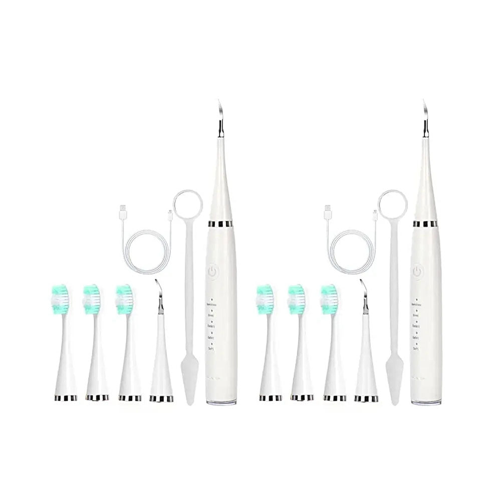 2Pcs 6 in 1 Electric Ultrasonic Dental Calculus Remover Teeth Cleaner