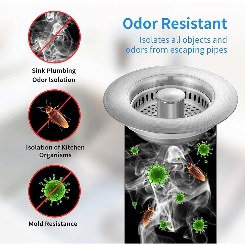2Pcs Stainless Steel Pop Up Sink Strainer Kitchen Bathroom Waste Plug Filter Drain Stopper