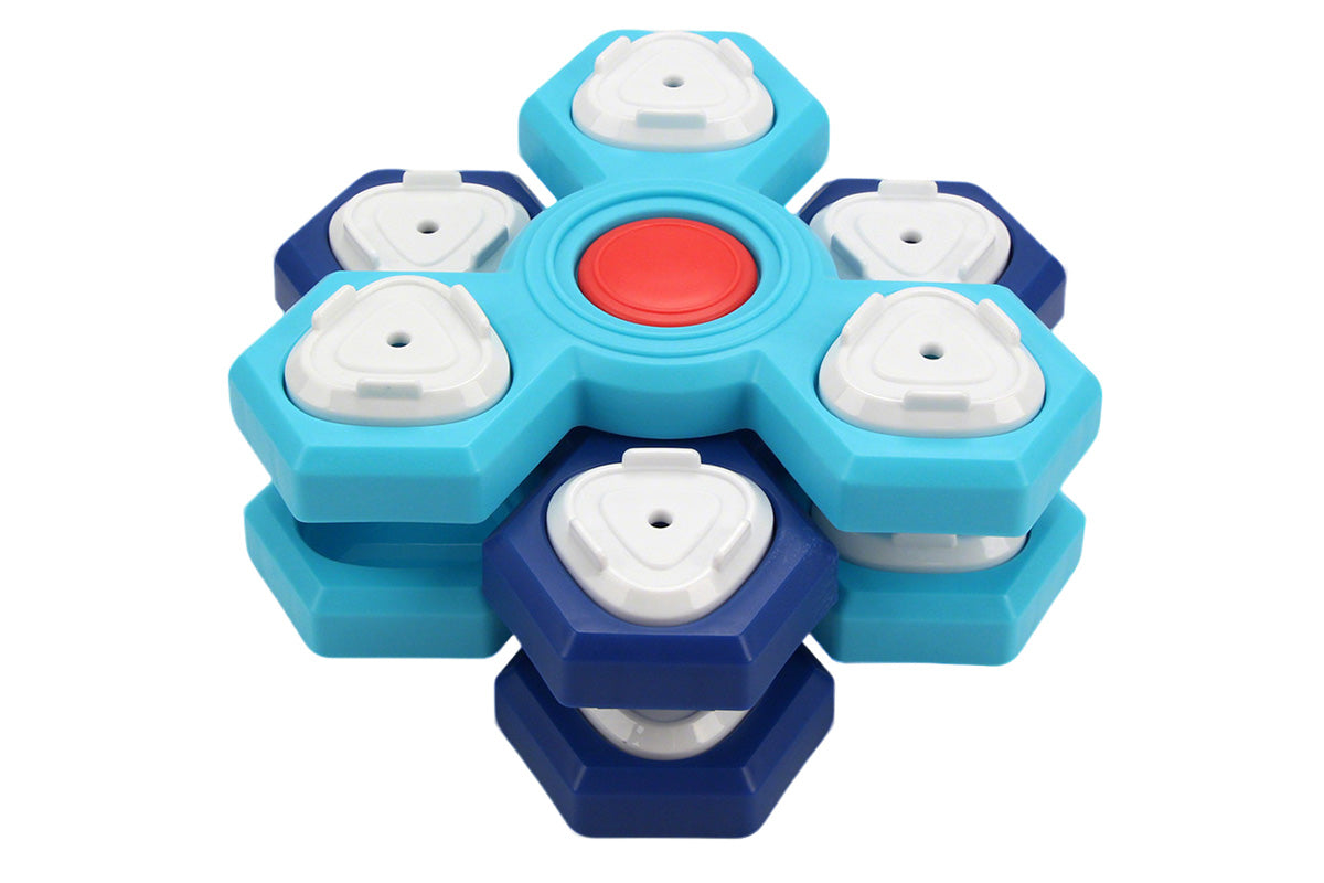 4-Layer Dog Puzzle Feeder Toy Slow Feeder Spinning Treat Dispenser with 12 Compartments