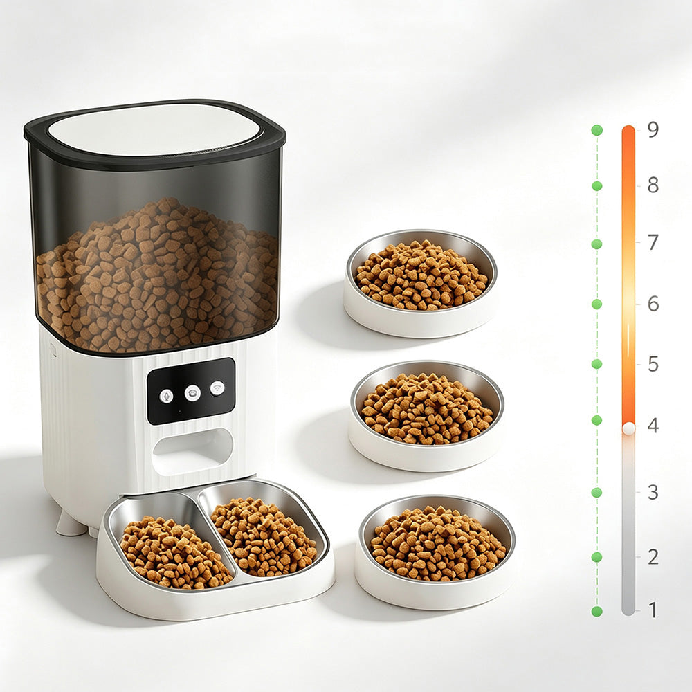 4.5L Automatic Cat Feeders with 2 Bowls Timer Pet Smart Feeder for Dog Cat