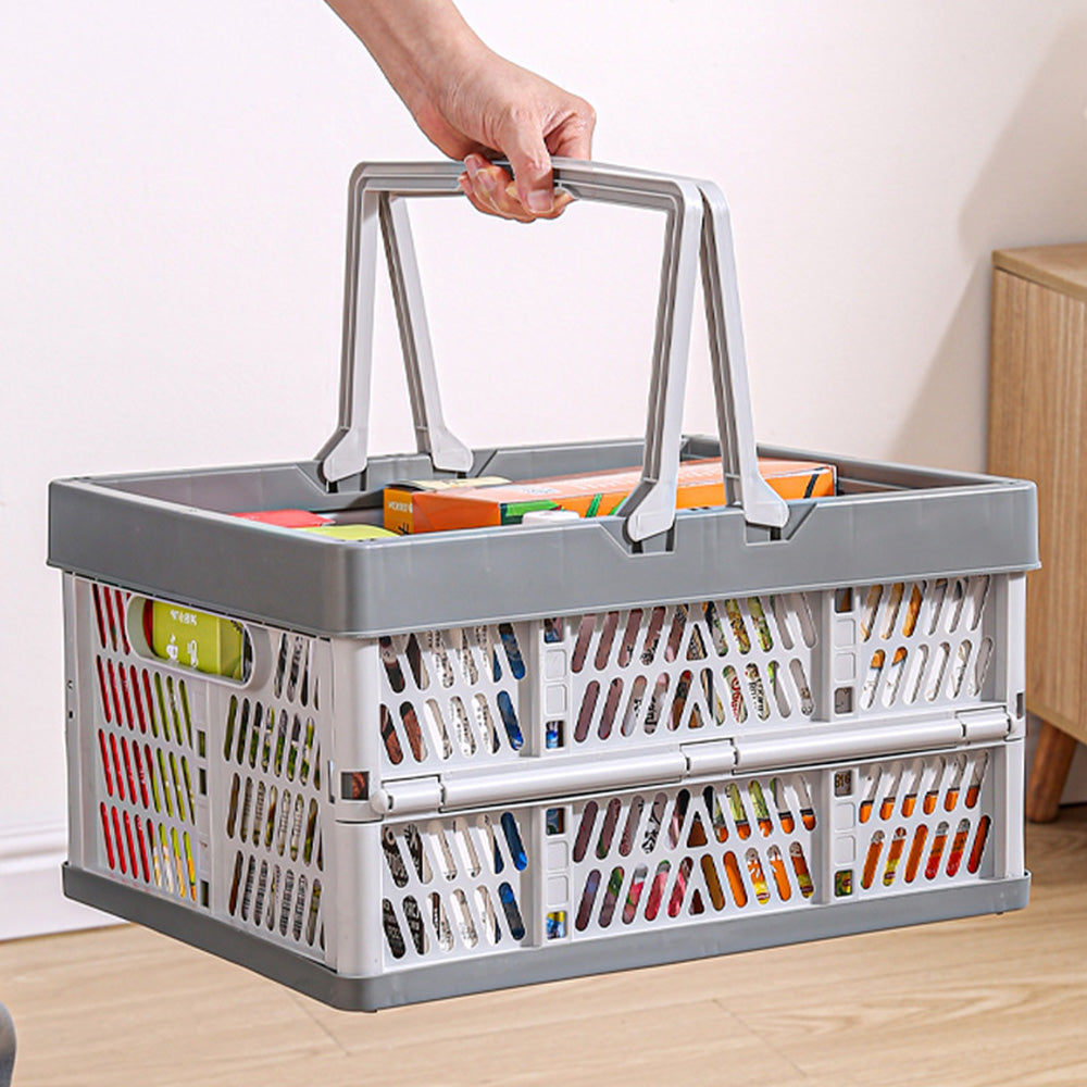 Portable Foldable Storage Basket for Camping Shopping and Home-Grey