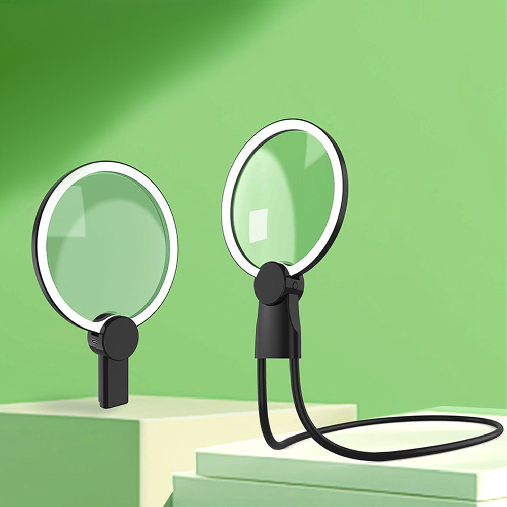 3 in 1 Magnifying Glass with Light Rechargeable Neck Mount for Reading