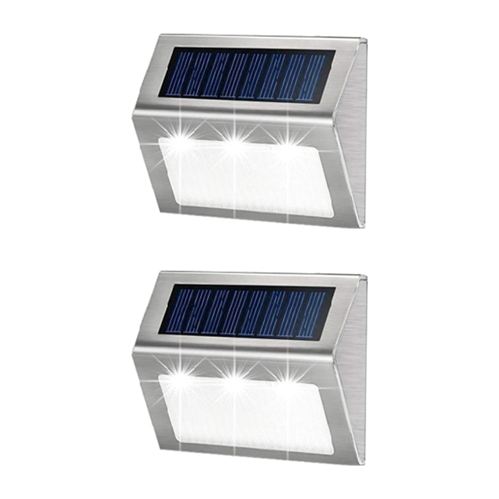2Pcs Outdoor Fence Wall Lamp Solar Light Waterproof Garden Lamp
